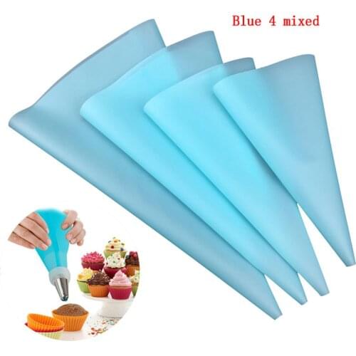 4 color optional silicone pastry bag 4pcs/pack mixed 4 size blue pink green white cake decoration baking tools without nozzles