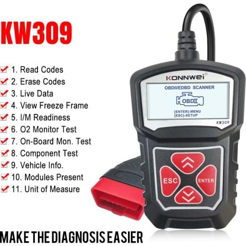 KONNWEI KW309 OBDII Auto Car Diagnostic Scanner Tool OBDII/2 Code Reader EOBD Scanning Machine 7 Languages Car OBDII Scanner