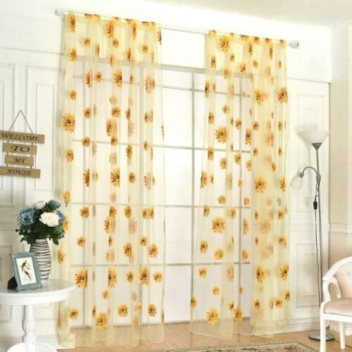 Butterfly Print Sheer Window Panel Curtains Room Divider Living Room Bedroom 200cm X 95 Cm