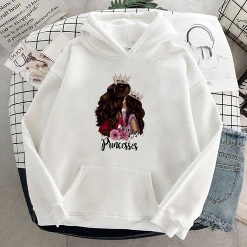 Sweatshirts Kawaii Mother daughter princess Hoodies Sweatshirt White Hoodies Tops Clothes Streetwear Top Clothes Oversize Female