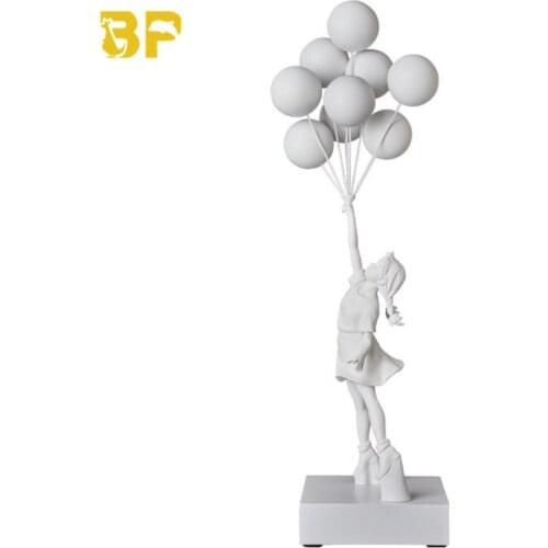 Luxurious Flying Balloons Girl Banksy Balloon Girl Statues Art Sculpture Resin Craft Home Decoration White Balloon 56cm