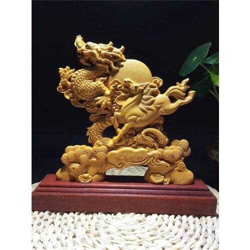 Yabo wood carving dragon horse spirit furnishings fortune - making career take-off home furnishings yabo crafts furnishings