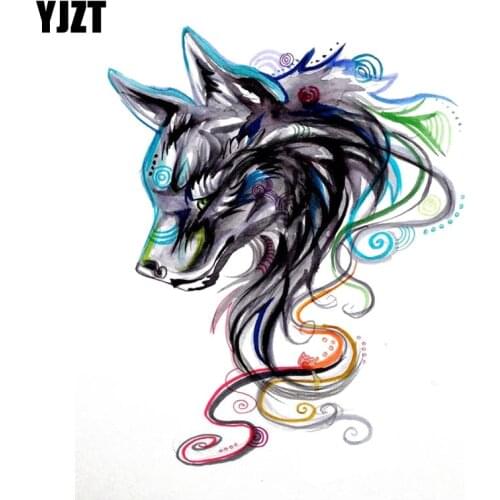 YJZT 12.5CM*15.2CM Painted Tribal Wolf Decal PVC Motorcycle Car Sticker 11-00505