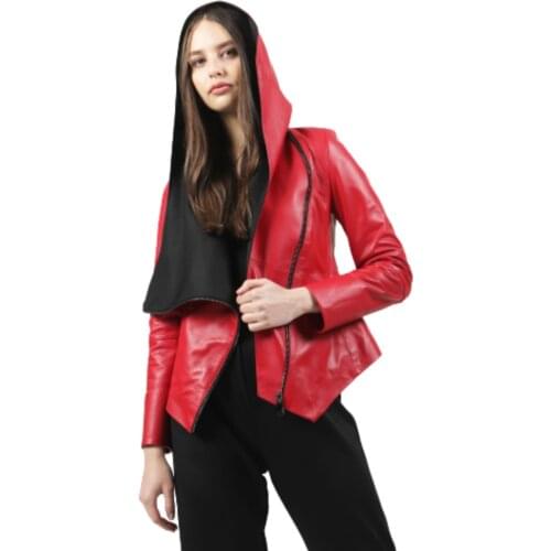 Woman Leather Jacket Genuine Leather 2020 Fashion Sheep Leather Motorcycle Coat Female Trenchcoat %100 Natural Leather Lampskin