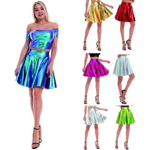 Women skirt pole dance rave clothes holographic clothes women metallic skirt rave costumes hip hop skirt sexy night club skirt