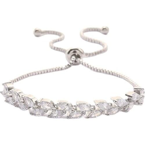 ZSLBS New Fashion Bracelets For Women Leaf Shape Crystal Handy Adjustable Bracelet Simple Charm Jewelry Gifts Pulseras Mujer