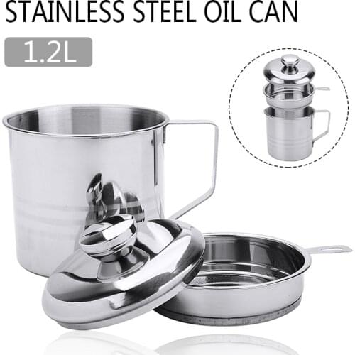 1.2L Oil Strainer Pot Stainless Steel Container Jug Storage Can With filter Leakproof Cooking Oil Pot Dispenser Kitchen Tools