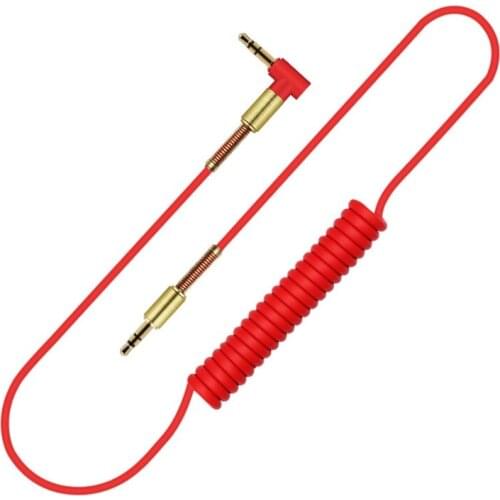 1PC 3.5mm Portable Male To Male 90 Degree Angle Audio Aux Spring Cable For Car Stereo MP3 PC laptop