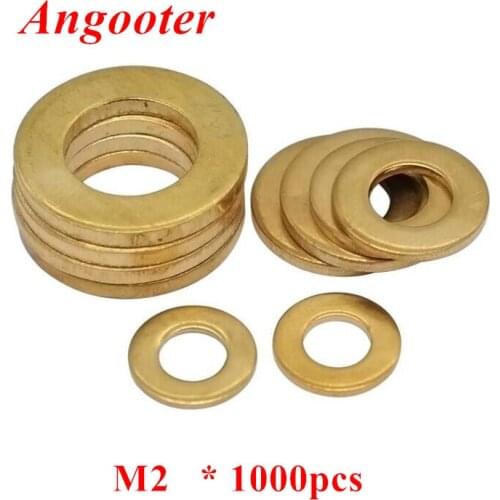 1000pcs DIN125 M2*5*0.4 Seal Plain Washers Brass flat washer Copper flat gasket meson brass seal gasket