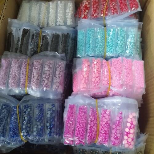 1440Pcs/Bag Pearl Beads ABS Loose Half Round Beads Flat Back Pearls Jewelry Making Beads DIY Jewelry Making
