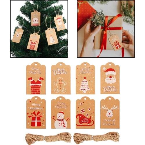 8Pcs Christmas Kraft Paper Tags Durable String for Holiday Gift Christmas Present Thanksgiving