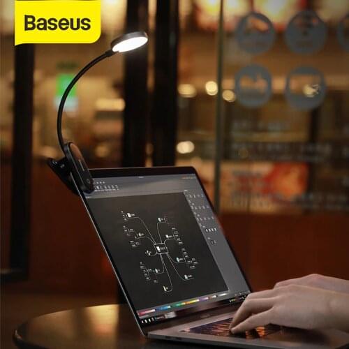 Baseus Mini Clip Lamp USB LED Light Flexible Reading Desk Computer Lamp USB Natural Light Foldable Eye Protection Night Light