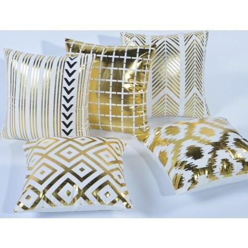 White Cushion Cover Gold Linen Cotton Soft Cute Throw Pillow Cover Decorative Sofa Pillow Case Home Coffee Car Seat Pillowcase