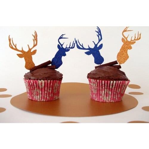 Glitter Reindeer hunting cupcake topper Bachelorette bridal shower food Picks wedding engagement party cake toppers