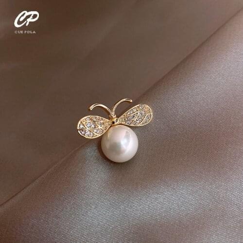 Cute Small Bee Brooch For Women Pearl Bees Broche Pin Gift Brooches Friend Party
