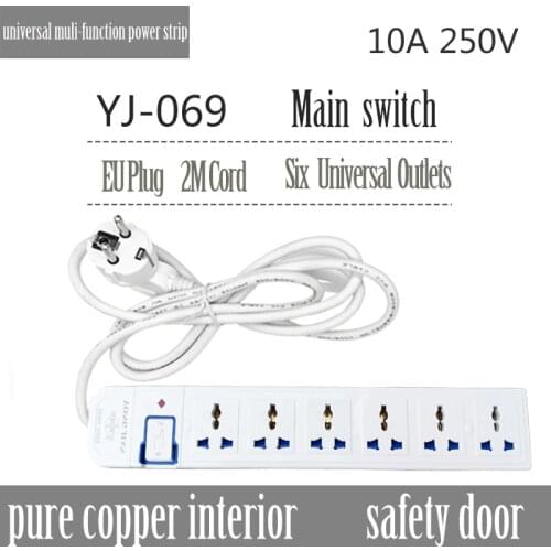DIY Power Strip Multi Plug Universal Outlet Socket USB Extension 2M Cable Electric Socket With Switch 10A 2000W Network filter