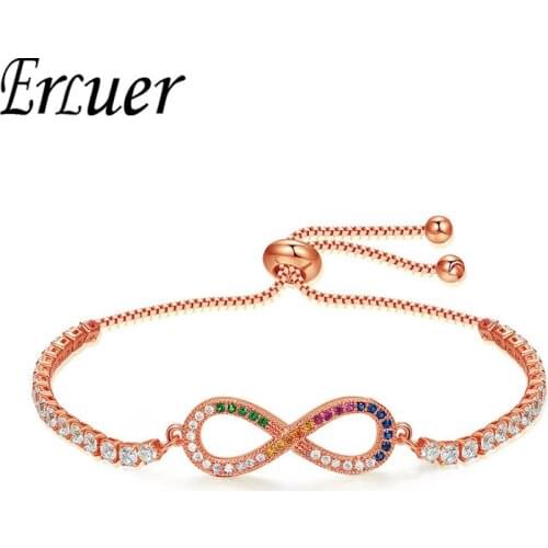 ERLUER Lucky 8 Shape Adjustable Woman Bracelet Fashion Crystal Zircon Friendship Bracelets For Women Party&weedding Jewelry