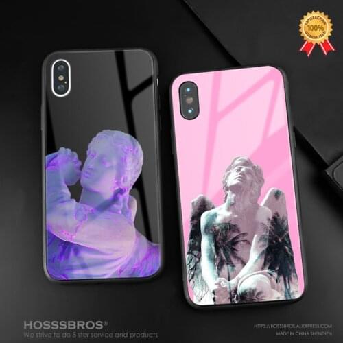 Plaster statue aesthetic luxury phone case shell glass soft silicone cover for iPhone 5 5s Se 6 6s 7 8 Plus X XR XS 11 Pro MAX
