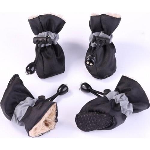 Hot Pet Dog Rain Shoes Waterproof Anti-slip Thicken Fleece Warm Snow Boots Footwear For Small Cats Dogs Pet Shoes Supplies