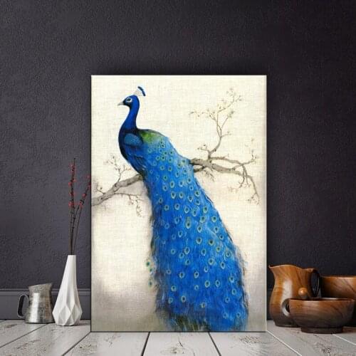 Beautiful Peacock Oil Painting Canvas Large Wall Pictures for Living Room Home Picture Lucky Wealth Bird Peacock Poster