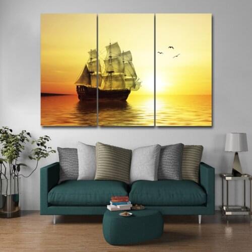 Sunrise sailing 3 pcs HD Canvas Painting Modern Home Decoration Living Room Canvas Print Painting Wall Decor Picture