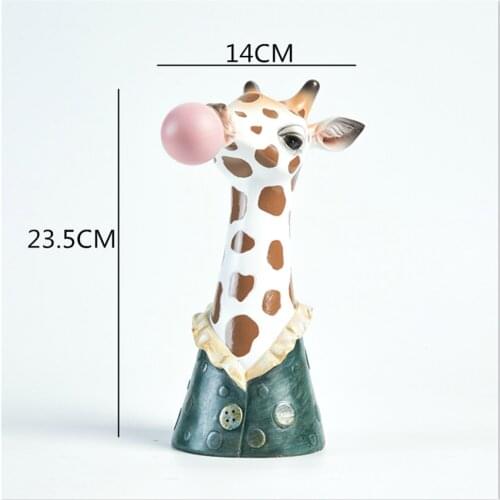 Resin Cartoon Animal Head Vase Flower Pot Bubble Gum Childrens Room Decoration Simulation Animal Creative Crafts Decoration