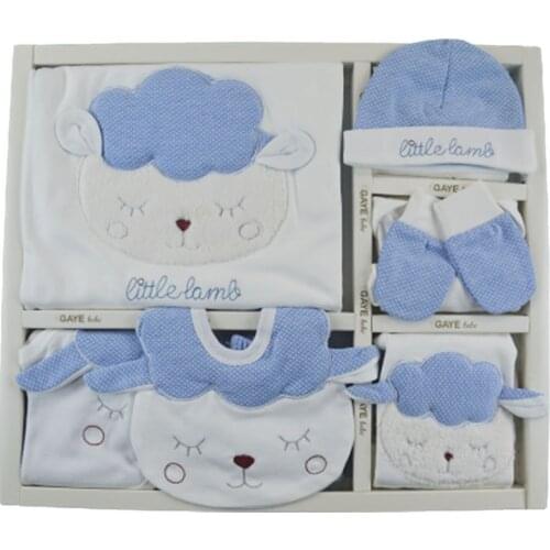 Baby Sets Newborn 10 Piece 100% Cotton With Lamb Pattern Blue Baby Outfit Set Spring Autumn 4 Seasons Gift Sets
