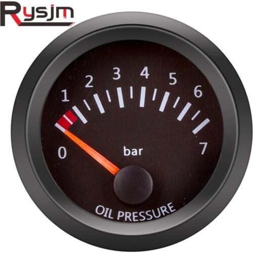 2 inch 52mm 0~7 Bar Oil Pressure Gauge Universal Pointer Black Face Car Meter with Oil press Sensor turbo boost pressure gauge