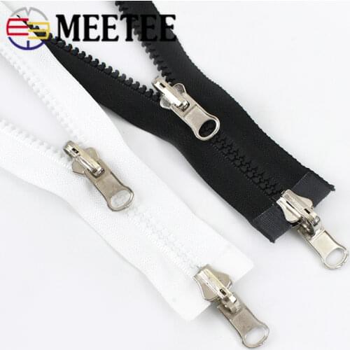 Meetee 65-300cm 5# Resin Zippers Double-sided Sliders Open-end Zipper for Coat Down Jacket Outdoor Tent Zip DIY Sewing Accessory