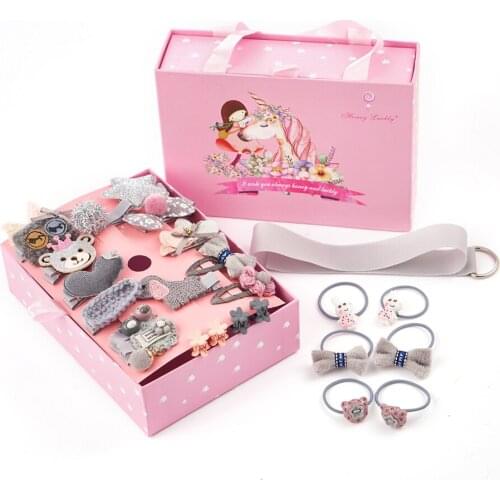 24 Pcs Cute Korean style Bear Baby Girl Headband Kids Headwear Hairpin Set Head Bands Accessories