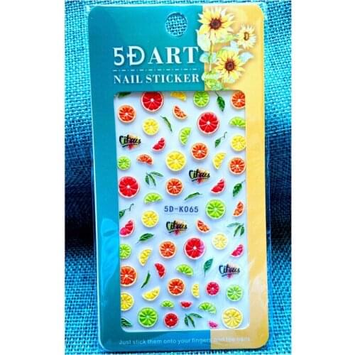 10PCS New Orange Watermelon Strawberry Cherry Fruit Nail Sticker Flower Bow Nail Art Adhesive Decoration Accessories Sticker