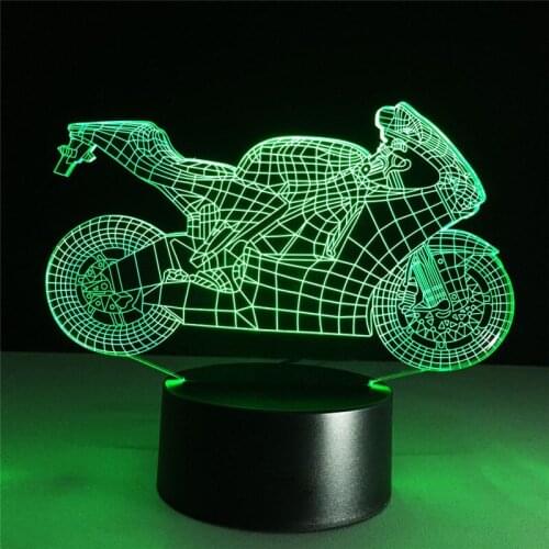 Fast & Furious 8 Novelty Motorcycle Lamp LED Night Light Action Figure 7 Colors Touch Table Decoration Light Optical Illusion