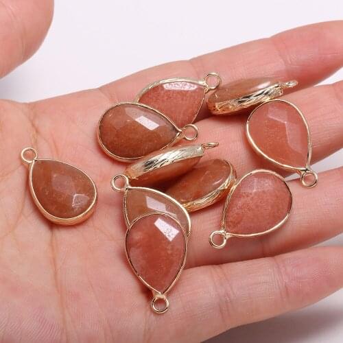 3 Pieces Natural Stone Charm Water Drop Faceted Yellow Jades Stone Pendants13x23mm For Jewelry Making DIY Necklace Earrings