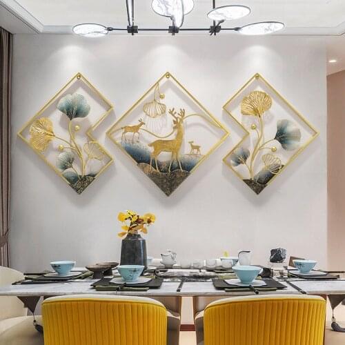 Light luxury sofa background wall pendant Decoration living room bedroom wall hanging Triple Iron porch wall decoration painting