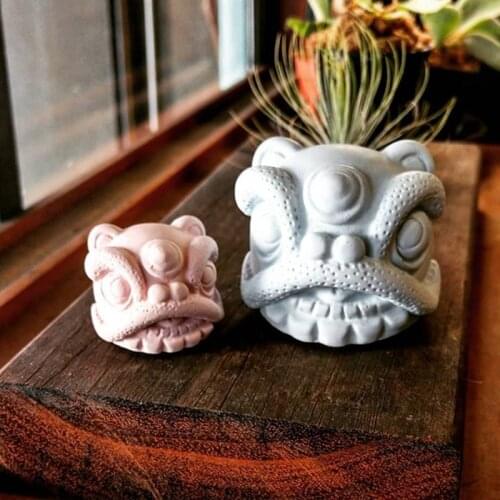 Cement Decoration Silicone Mold Characteristic Chinese Lion Model Gypsum Decoration Mold Aroma Candle Making