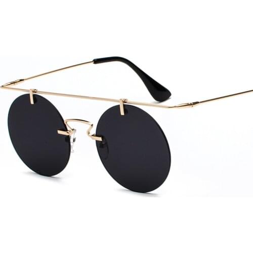 Retro Classic Round Steampunk Sunglasses Men and Women Brand Designer Rimless Fashion Glasses Top Quality UV400