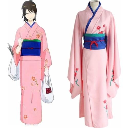 Unisex Anime JK Cosplay GINTAMA Shimura Tae Cosplay Costumes Student Uniform kimono