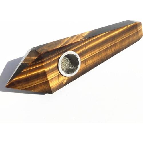 Natural Tiger Eye Stone Quartz Crystal tobacco smoking pipe