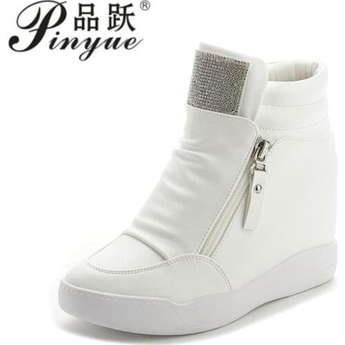 Hot Sales Rivets White Hidden Wedge Heels Casual Shoes tenis feminino High Top Shoes Trainers Women Zapatos Mujer