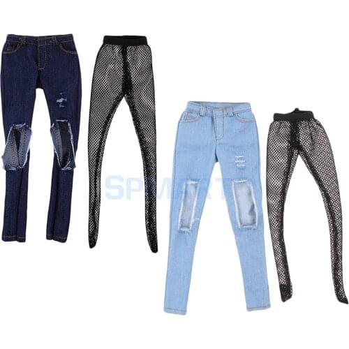 1/6 Scale Female Ripped Jeans Women Pants Clothes for 12inch Phicen Kumik Soldier Action Figures Collectible DIY Accessories