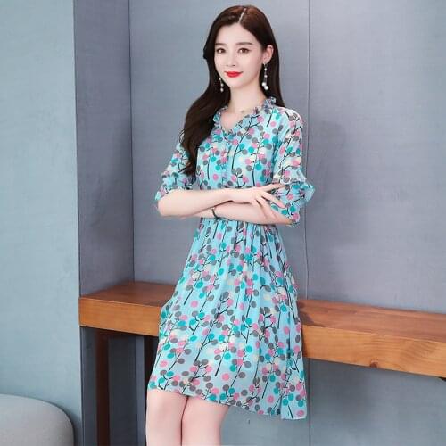 2021 Elegant Fashion Blue Print Chiffon Sexy Mini Dress Summer 3XL Plus Size Vintage Runway Dresses Women Bodycon Party Vestidos