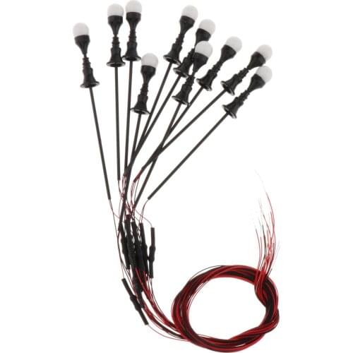 10PCS Prewired Street Lights Park Train Lamp Post Model 1:100-1:150 HO TT N