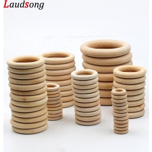 12-100mm Unfinished Lead-Free Wooden Beads Connectors Circles Rings Natural Wood Baby Teething Beads For Diy Jewelry Making