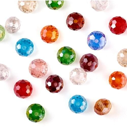 200pcs Electroplate Faceted Rondelle AB Color Plated Transparent Glass Beads Mixed Color 8x6mm For Earring Beacelet Making