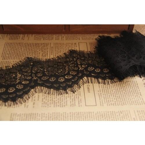 3 Meter /lot Handmade diy clothes accessories eyelash lace fabric black gauze embroidery laciness 7cm wide