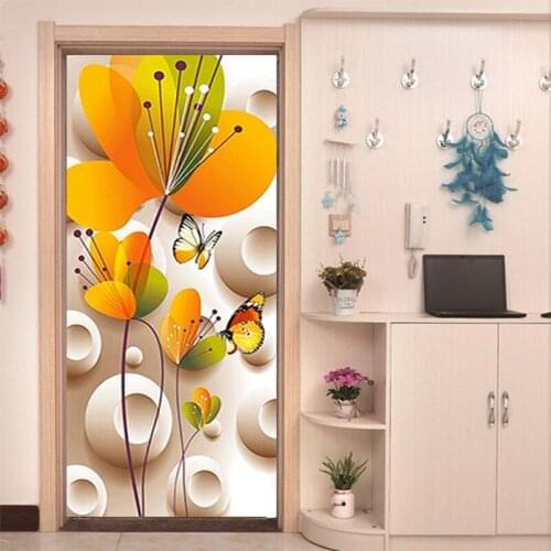 3D Door Sticker Self Adhesive Wallpaper on the Doors DIY Renovation Waterproof Poster for Bedroom Bathroom Door 90X200Cm