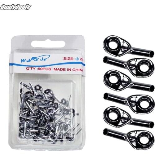50 Pcs Fishing Rod Guide Guides Tip Tops Replacement Repair Kit 1mm 1.5mm 2mm Stainless Steel & Ceramic Eye Ring Tip Tops Rod