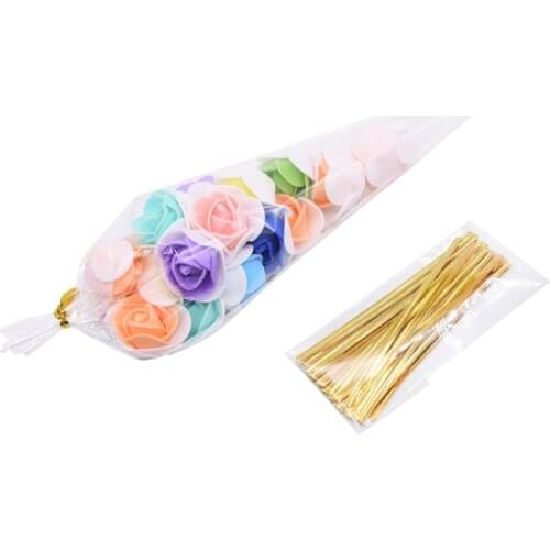 50pcs Transparent Gift Bag OPP Plastic Triangular Bag for Wedding Festival Party Candy Food Packaging Bag Cake Decoration Tool 8