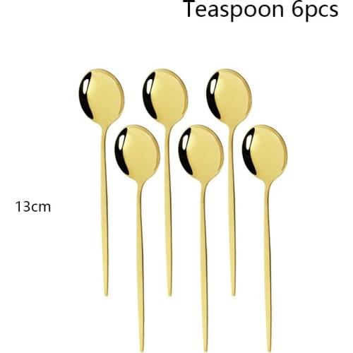 6Pcs Teaspoon Stainless Steel Cake Fruit Spoons Dessert Small Coffee Stirring Spoon Snack Kitchen Accessories Dinnerware Tools