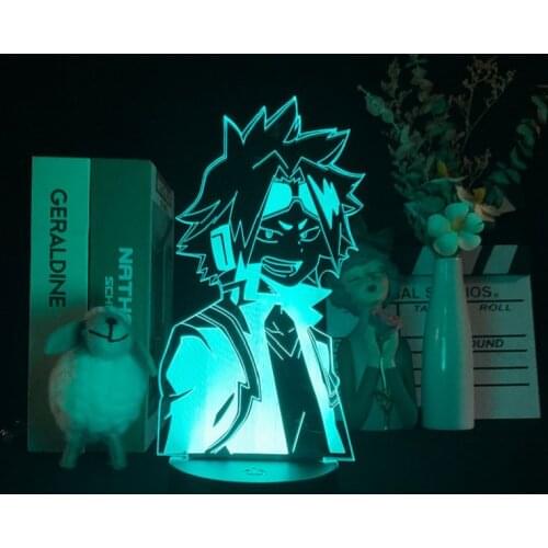 Acrylic 3D Neon Desk Lamp Denki Kaminari Figure Anime Night Light LED Room Nightlight Bluetooth Base My Hero Academia Fans Gift